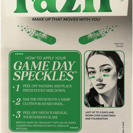 Fazit Makeup Patches - Green Game Day Speckles - Glow Up Make-Up Patches - Cute Glitter Makeup Accessories for Women - Cosmetic Glitter for Face