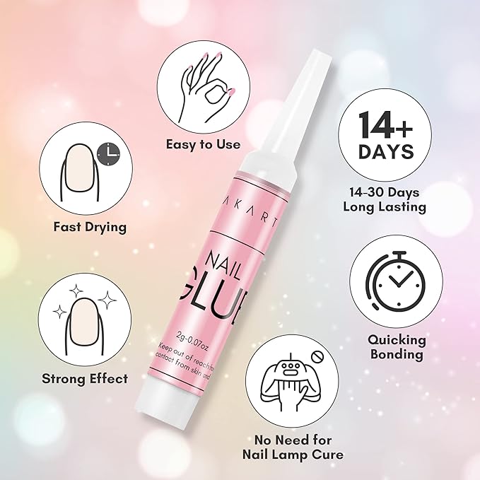 Makartt Super Strong Nail Glue: 100PCS Long Lasting Professional Adhesive for Acrylic and Press on Nails Repair, 0.07oz Supplies for DIY Salon and Home Use