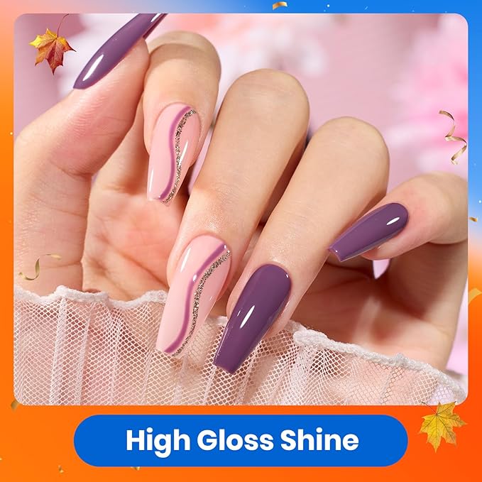 Beetles Burgundy Purple Gel Nail Polish Set - 6 Color Fall Dark Purple Maroon Mauve Plum Gel Polish Kit, Soak Off UV LED Nail Gel for Autumn Manicure Nail Art Gifts for Women