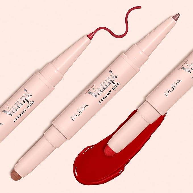 Pupa Milano Vamp! Creamy Duo, 004 Light Rose, 1 Pc - 2 in 1 Lipstick and Lip Pencil - Long Lasting - Lightweight - No-Transfer - Smooth Texture - Highly Pigmented