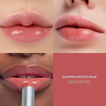 Glasting Melting Balm - High Shine, Hydrating Tinted Lip Balm - Buildable Gloss & Vegan Formula - Korean Glossy Lip Balm with Shea Butter 0.12 oz (#06 Kaya Fig)