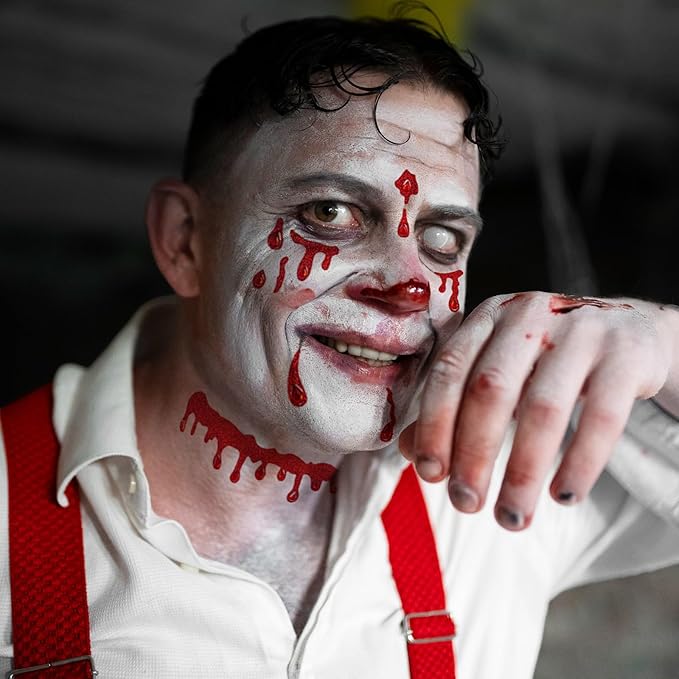 Crystal Bleeding Face Gems, Scar Jewels, Fake Red Blood Gem Tattoo Stick on Eye for Men Women Kids Halloween Prank Makeup Costume, 2-Pack