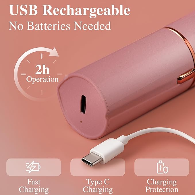 Facial Hair Removal for Women | Upper Lip Mustache Remover Device Face Shaver Woman Chin Peach Fuzz Electric Trimmer Dermaplane Female Razor Ladies Tweezers Lady Epilator Girls by VISOFO (Pink)