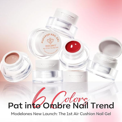 modelones Pat Paint Gel Nail Polish, 6 Colors Soak Off UV Patting Gel Polish Pigmented Colors for Ombre & Gradient & Blush Blooming & French Tip Nail Art, Rose Garden