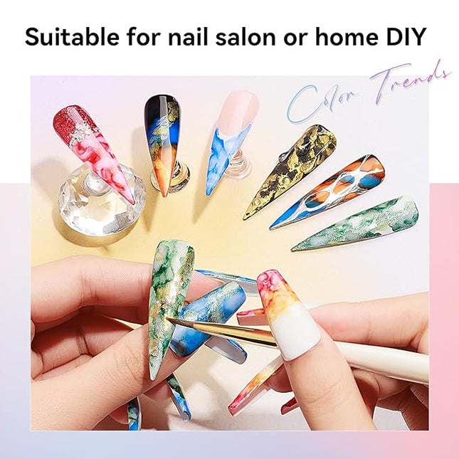 MIZHSE Glitter Marble Nail Polish Set, 8 Colors Marble Ink for Nails Blooming Gel Nail Polish Watercolor Ink Polish for Nails Design Home DIY