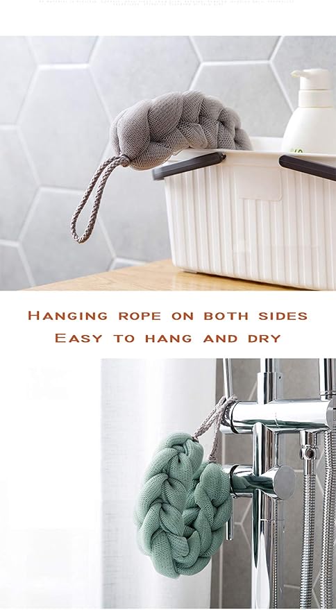 AARainbow 4 Packs Long Stretch Back Sponge with Rope Handles Back Scrubber Bath Shower Mesh Sponge Exfoliating Body Scrub Stretch Braided Loofah for Men and Women (2 Gray+2 Lotus Pink)