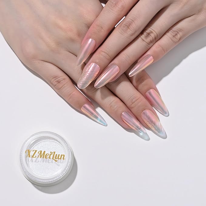 Chameleon Chrome Nail Powder, Big-Capacity 0.8g Aurora Green Turns Purple Mermaid Aurora Powder Pigment Pearlescent Nail Art Glitter Decoration, Can mixed With Builder Gel Nail Polish For Use