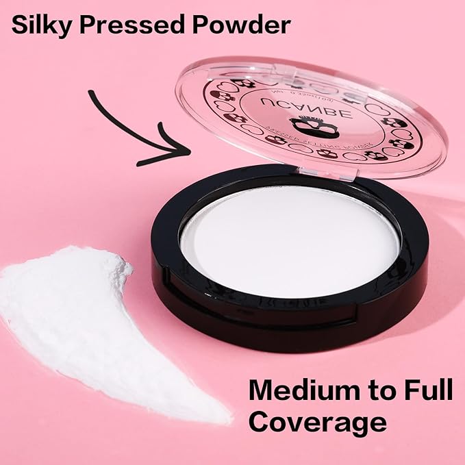 UCANBE White Pressed Setting Powder for Special Effects & Halloween Makeup, Translucent Matte Finishing Powder, Baking White Face Powder for Long Lasting Coverage, Portable Compact