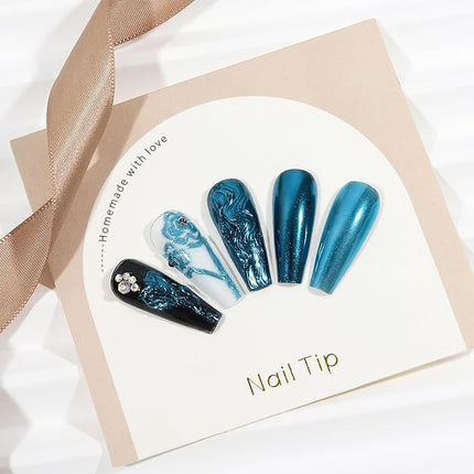 Artdone Chrome Nail Powder, Lake Blue Iridescent Aurora Powder Metallic Mirror Effect Pigment Pearlescent Mermaid Pigment Pearl Glitter Dust Kit, Nail Art Decoration, Resin Craft