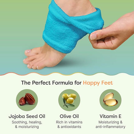 ZenToes Moisturizing Socks for Cracked Heel Treatment, Vitamin E, Olive Oil and Jojoba Oil Infused Heel Socks, Galentines Day Gifts, Self Care Gifts for Women (Fuzzy Blue, Regular)
