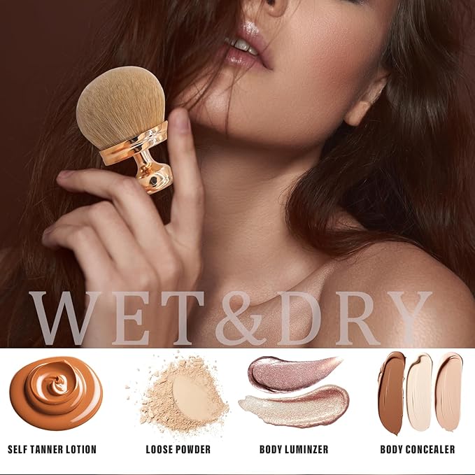 Extra Large Body Makeup Brush For Self Tanner, 3 Inch Self Tanning Blend Brush Kabuki Brush For Bronzers, Large Self Tanning Brushs for Face and Body Makeup Brush Application