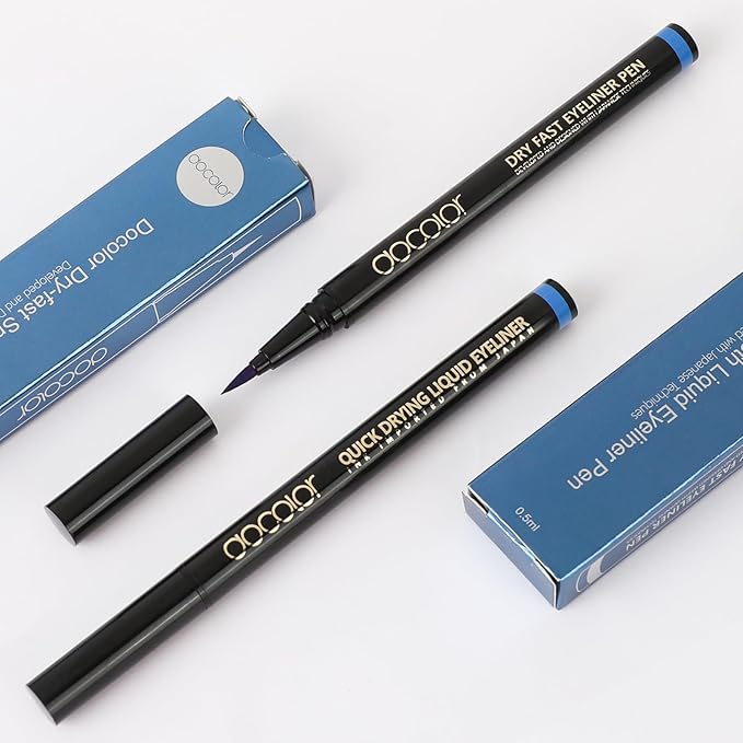 docolor Eyeliner, 2PCS Blue Liquid Eyeliner Waterproof Eye Liner Pen Super Slim Precise All Day Blue Eye Pencils Professional Makeup Liquid Eye Liner Pencil for Women