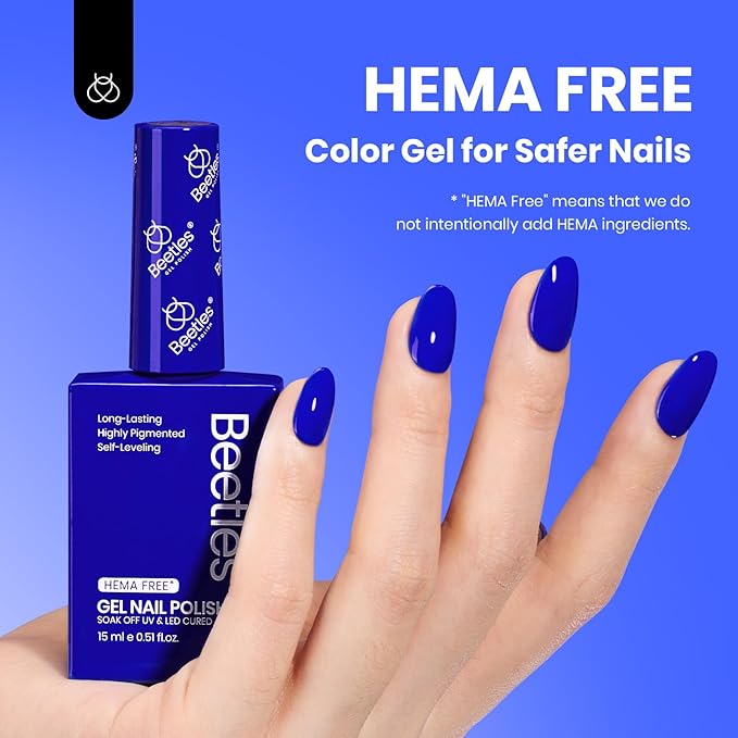Beetles Dark Blue Gel Nail Polish – 15ml Full Size Royal Blue Hema Free Gel Polish Nail Art Manicure Salon DIY Colorful Bottle Gift for Women