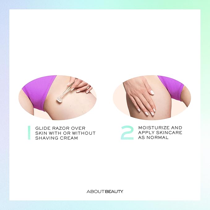 About Body Bikini Shavers - 3 Gentle Beauty Groomers, Japanese Steel Razor Ideal for Shaving, Exfoliating and Trimming Intimate Areas, Skin-Soothing Aloe Moisture Pad Gently Glides Along Skin