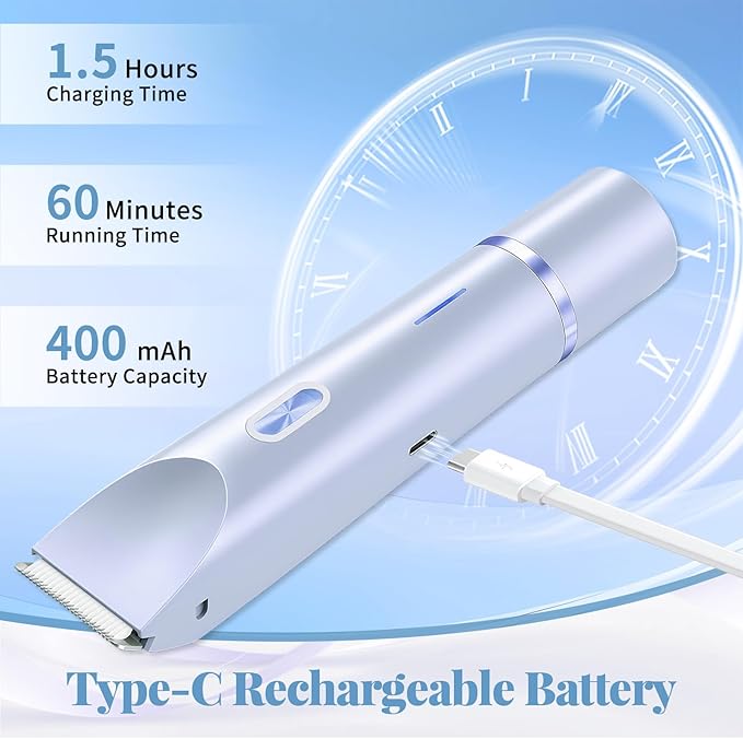 Bikini Trimmer for Women, 2 in 1 Dual Head Painless Electric Razors for Women, Dermave Bikini Shaver, Wet and Dry Waterproof Glow Aura Womens Shaver for Face, Legs, Underarm (Blue)