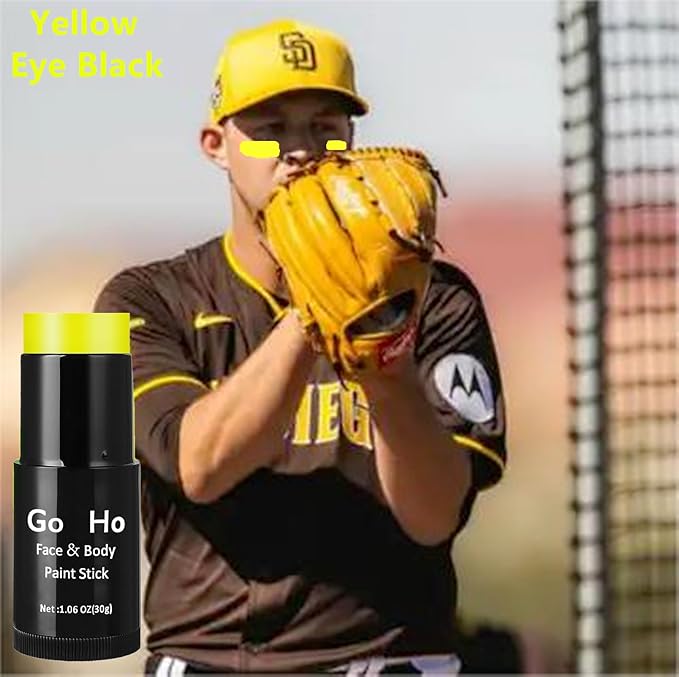 Go Ho Cream-Blendable Light Yellow Face Paint (1.06 oz),Eye Black Sports Stick,Full-coverage Pale Yellow Face Body Paint Stick for Party Halloween Cosplay SFX Makeup