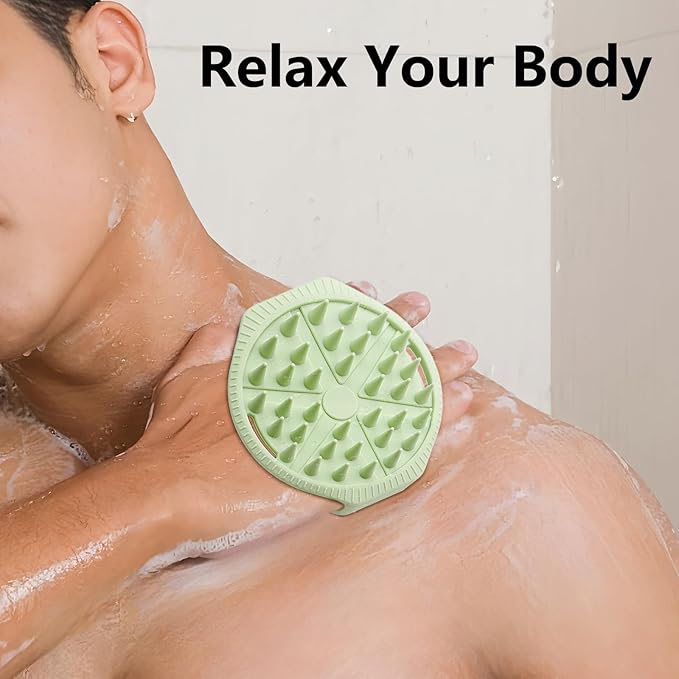 Silicone Shower Scrubber Women Men 2 Pcs Exfoliating Body Scrubber Exfoliator Scalp Non-Slip Hollow Hand Glove Loofah Alternative Deep Clean Wash Dual-Sided Durable Scrub Bath Essentials Green Purple