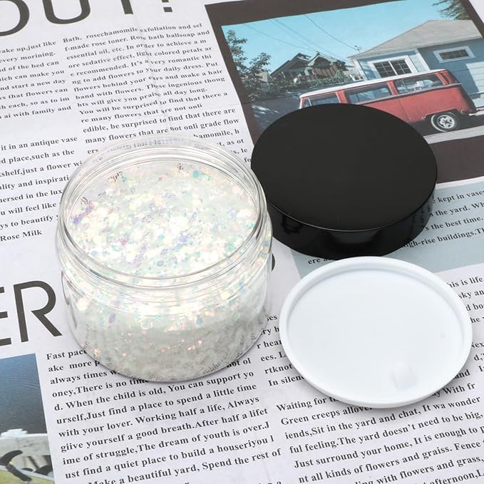 54 Pack 4oz Plastic Containers with Lids, Jars with Lids, Great for storing,lip balms, creams, ointments, cosmetics, samples