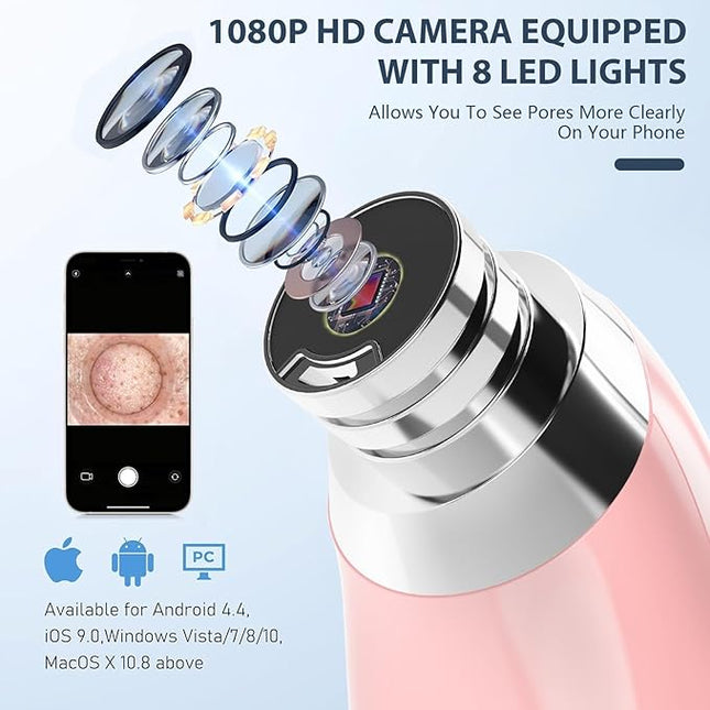 Blackhead Remover Pore Vacuum with Camera - Upgraded Black Head Remover for Face, Electric Acne Comedone Whitehead Extractor Tools - 5 Modes, 3 Probes, Pimple Popper Tool Ki