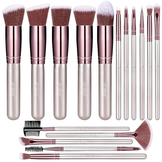 Makeup Brushes Makeup Brush Set, BESTOPE PRO Makeup Brushes Kit, 16Pcs Professional Makeup Brush Set for Eye and Face, Foundation Powder Concealers Blush Eyeshadow Brush Make UP Brushes Kit Champagne