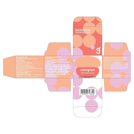 COLORGRAM TINTIN DORY LIP JAM 04 GRAPEFRUIT JAM | Pudding Pot Lip Blush | Tinted Lip Jam, Hydrating & Plumping Lip Balm with Lightweight, Non-Sticky Formula | Clear Radiance & Semi-Transparent Color