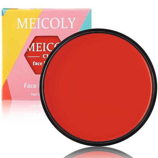 MEICOLY Devil Red Face Body Paint,30g/1.05oz Water Based Washable Full Body Paint,Face Paint for Halloween SFX Clown Red Makeup,Single Face Painting for for Adults and Children