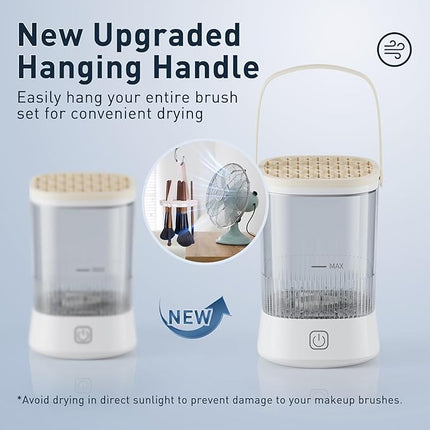 Electric Makeup Brush Cleaner - 9000 RPM Makeup Brush Cleaning Machine, IP65 Waterproof Automatic Makeup Brush Cleaner for Makeup Sponges and Brushes(White)