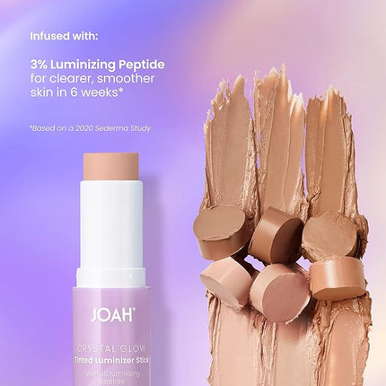 JOAH Crystal Glow Tinted Luminizer Stick, Multitasking Korean Makeup Highlighter and Bronzer Stick, Customizable Formula for a Natural Glow, Peptide Infused, Medium with Warm Undertones