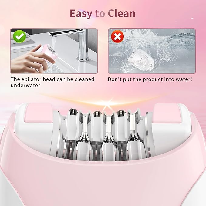 Epilator for Women, 2 Speeds Epilators Hair Removal for Women with LED Light, Hair Removal Device with 36 Tweezers，Painless Smooth Rechargeable Epilator for Face, Bikini, Arms, Legs, Armpits