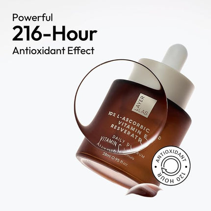 LAYERLAB 10% Vitamin C Radiance Serum with Resveratrol & Vitamin E | Potent Antioxidant Formula for a Visibly Brighter, Even-Looking Complexion | Hydrating K-Beauty Skincare (0.94 fl oz)