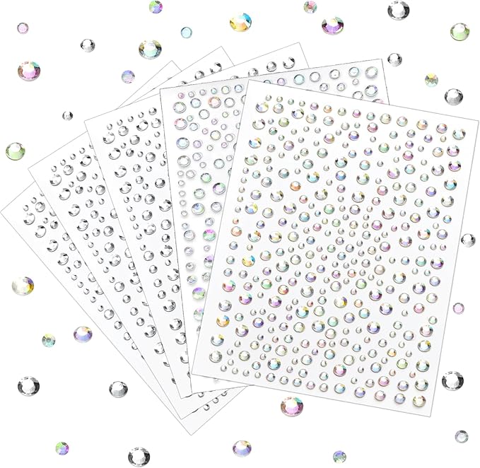 1625 PCS Gem Rhinestones Stickers for Crafts, Face Eye Hair Nail Body Makeup, Glitter Small Festival Jewels Rave Accessories for Women WUINOID