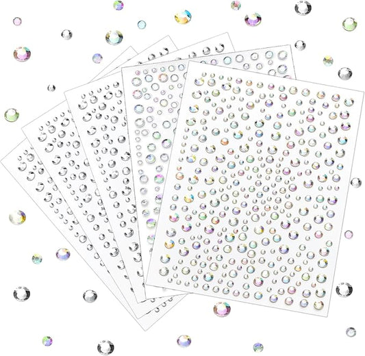 1625 PCS Gem Rhinestones Stickers for Crafts, Face Eye Hair Nail Body Makeup, Glitter Small Festival Jewels Rave Accessories for Women WUINOID