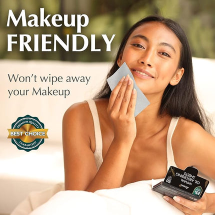Natural Oil Blotting Sheets for Face with Bamboo Charcoal - 25% Larger - 6pk/600 Makeup Friendly Oil Absorbing Sheets for Face - Easy Dispensing Blotting Papers - Perfect for Keeping in Purse