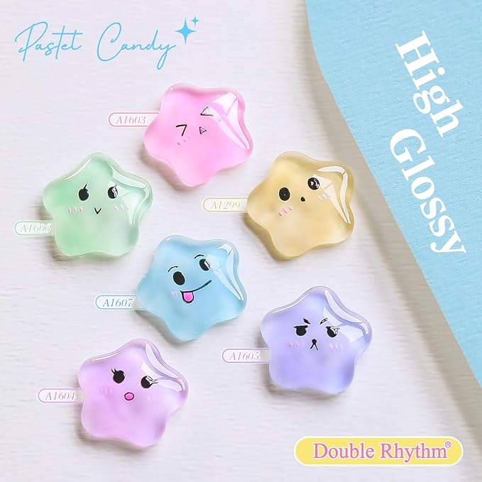 Double Rhythm 6 Pcs 15 ML Gel Polish Set Same Color Same Bottle Soak Off Gel Polish Kit Nail Art Manicure Salon DIY at Home for Women (Jelly Pink Purple Green Yellow Blue-T6-22)