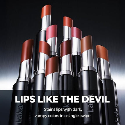 Laka Devil Lip, 3.7g/0.13oz, Vivid color Lipstick, Long-Lasting Bold Stian, Hydrating & Melting Glow with Non-Creasing, K-Beauty (#802 Zest)