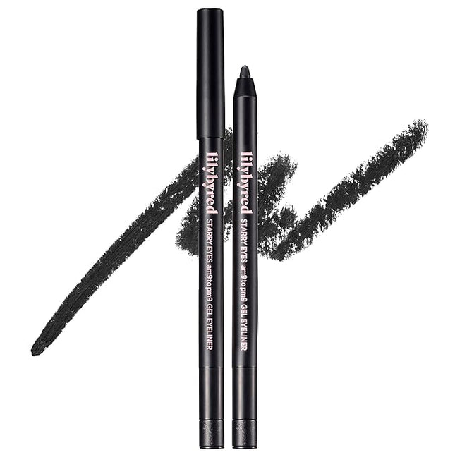lilybyred Starry Eyes Am9 to Pm9 Gel Eyeliner | Korean Gel Eyeliner, Intense Color Payoff, Creamy Formula, Easy Blending, Built-in Sharpener, Smudge-Proof, Long-Lasting, 0.017 oz. (06 Matt Black)