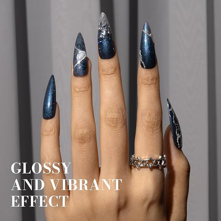 MelodySusie Blue Glitter Gel Nail Polish,0.5fl oz Nails Soak Off UV LED Blue Shimmer Gel Polish Gift for Women Nail Art Manicure Salon DIY Nail Design Decoration at Home-z036-A2104