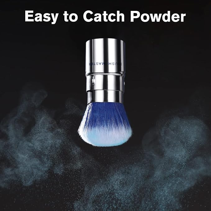 Retractable Kabuki Makeup Brush Travel Powder Brush for Foundation, Blush, Bronzer, Concealer, Portable Brush w/Cover…