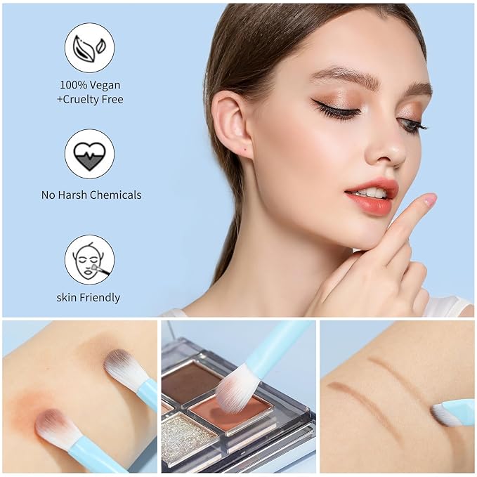 MSQ Make Up Brushes 10Pcs Powder Brushes Contour Brush Synthetic Hair Makeup Brush Set with Bag for Blending Stippling Highlighting Eyeshadow Eyeliner Concealer Nose Shader