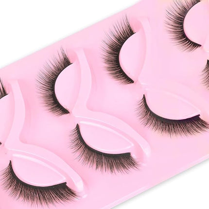 Veleasha Fox Eye Lashes L Curl Fluffy False Eyelashes 5 Pairs Pack Bratz Cat Eye Lashes Wispy & Lightweight Fake Eyelashes for Doll Eyes Makeup (Foxy 04)