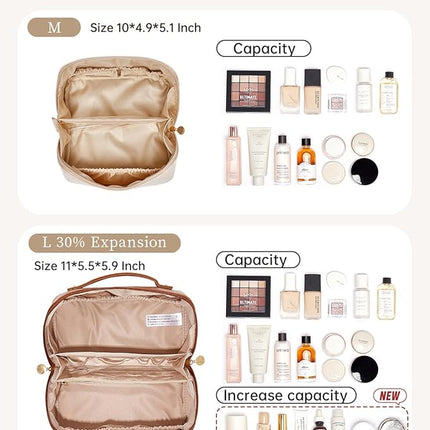 EACHY Travel Makeup Bag,Large Capacity Cosmetic Bags for Women,Waterproof Portable Pouch Open Flat Toiletry Bag Pattern Makeup Bag