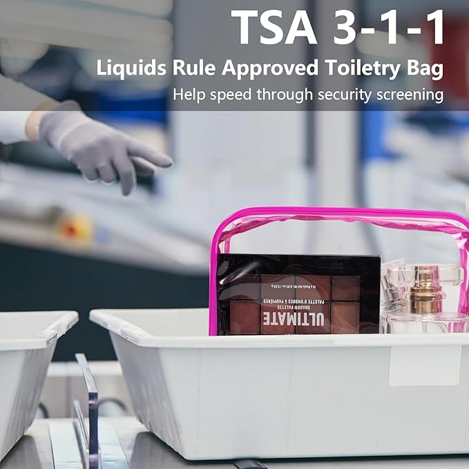 4 Pack Clear Makeup Bags, TSA Approved Toiletry Bag Car Organizer Travel Cosmetic Case Portable Travel Essentials Bags for Toiletries Clear Summer Beach Bag Carry on Airport Airline Compliant Bag