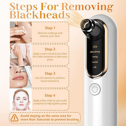 Yccu Blackhead Remover Vacuum Blackhead Vacuum Remover Pore Extractor Blackhead Remover Tool Black Head Remover for Face Blackhead Extractor Pore Cleaner Vacuum with USB Charge 4 Modes 5 Suction Heads