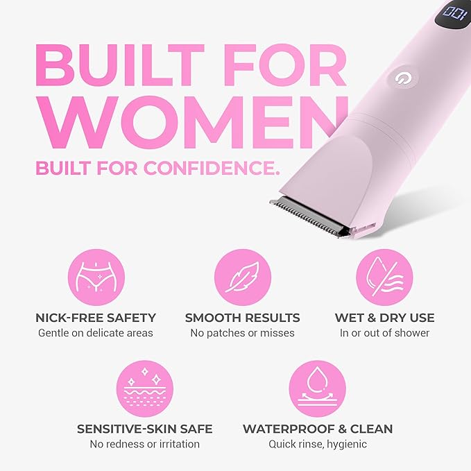 Peach Fuzz™ Bikini Trimmer for Women – 3in1 Body Hair Trimmer, Female Razor for Pubic Hair, Electric Shaver for Private Area, Bikini Line Groomer with Safe, Skin-Friendly Design