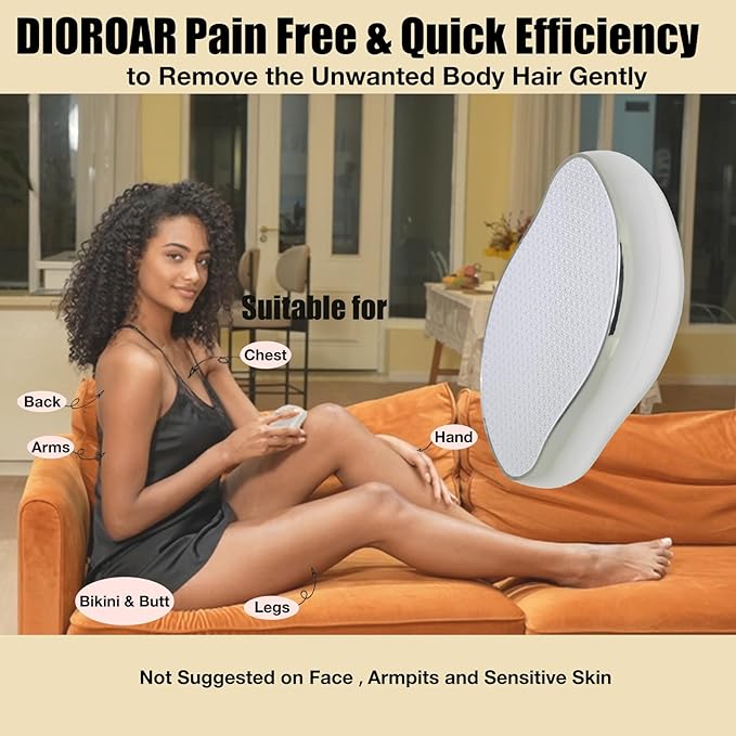 Crystal Hair Eraser,Upgrade Crystal Hair Remover,Physical Nano Glass Hair Removal Device,Painless Epilator and Exfoliator Without Shaver for Quick Soft Silky Skin(Silver)