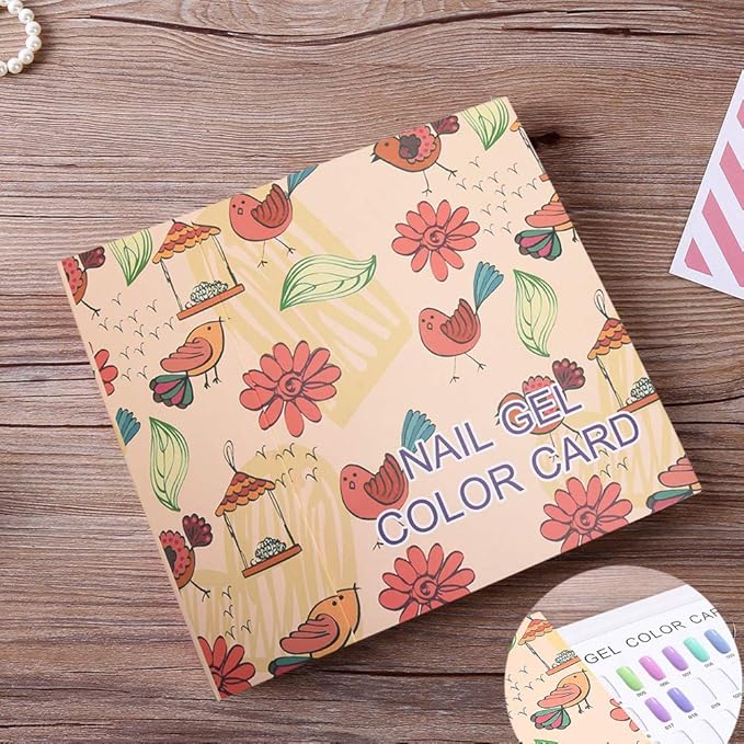 Noverlife 120 Nail Colors Display Book with 120 False Nail Tips, Nail Gel Polish Display Chart, Manicure Salon Studio Nail Art Samples Color Swatches Cardboard Nail Design Showcase