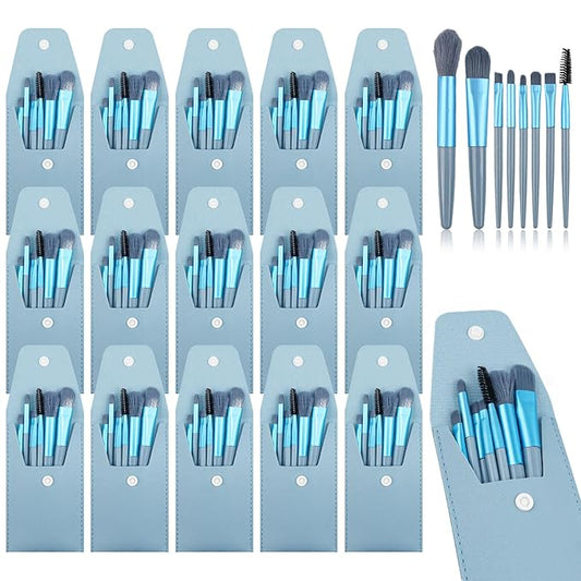 15 Sets Travel Size Makeup Brushes Set Mini Face Make up Brushes Brushes Bag for Makeup Party Favors Wedding Bridal Shower Favors Bridesmaid Gift Bachelorette Party Gift (Light Blue, 15pc)