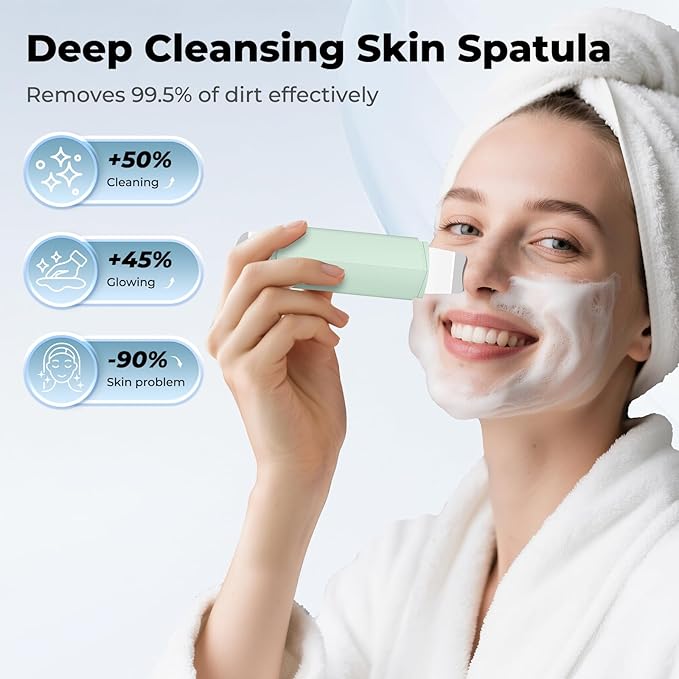 Blackhead Remover Tool Face Scrubber: PETYDOOT Double-Headed Face Spatula Skin Scrubber, Nose Pore Cleaner Blackhead Remover for Facial Deep Cleansing Skin Care Tool for Men & Women (Green)