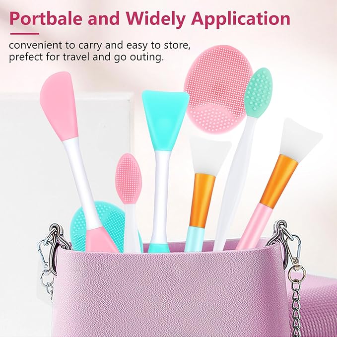 Silicone Face Scrubber, 2pcs Exfoliating Lip Brush, 4pcs Cleansing Brush,2pcs Face Mask Brush Exfoliator Blackhead Skin Tool