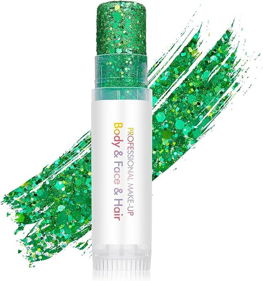 Green Body Glitter Stick,Face Hair Holographic Sparkling Neon Outfit Singer Concert Music Rave Festival Party Accessories Glitter Makeup.